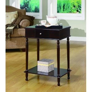 Accent Side Table with Turned Legs in Cappuccino Finish
