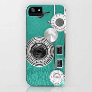 Teal retro vintage phone iPhone Case