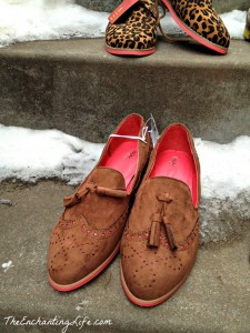 brown and pink oxfords