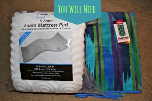 Supplies for making your own DIY Dog Bed. Super easy tutorial.