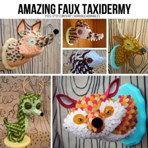 Animal-friendly taxidermy in various forms, haha! This is actually a great place to find alternatives to just traditional paper mache techniques. I love the one that uses small layering of paper for a fur / feather effect - great for a texture lesson!!