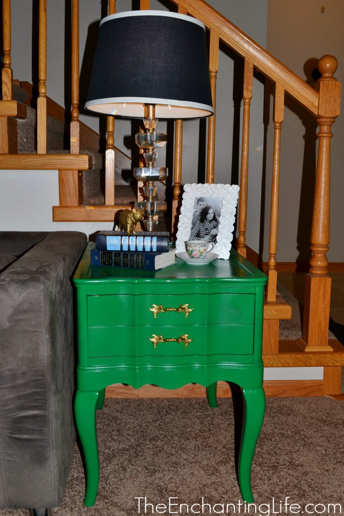 after pic of green side table