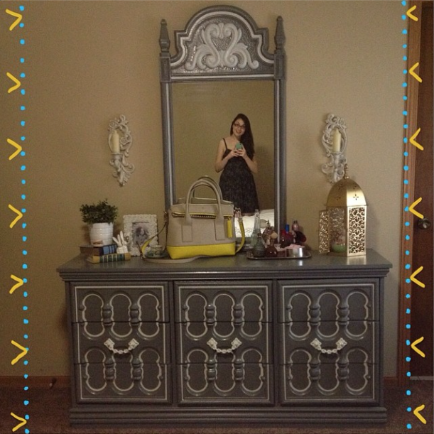 Before and After DIY Gray and White French Dresser 