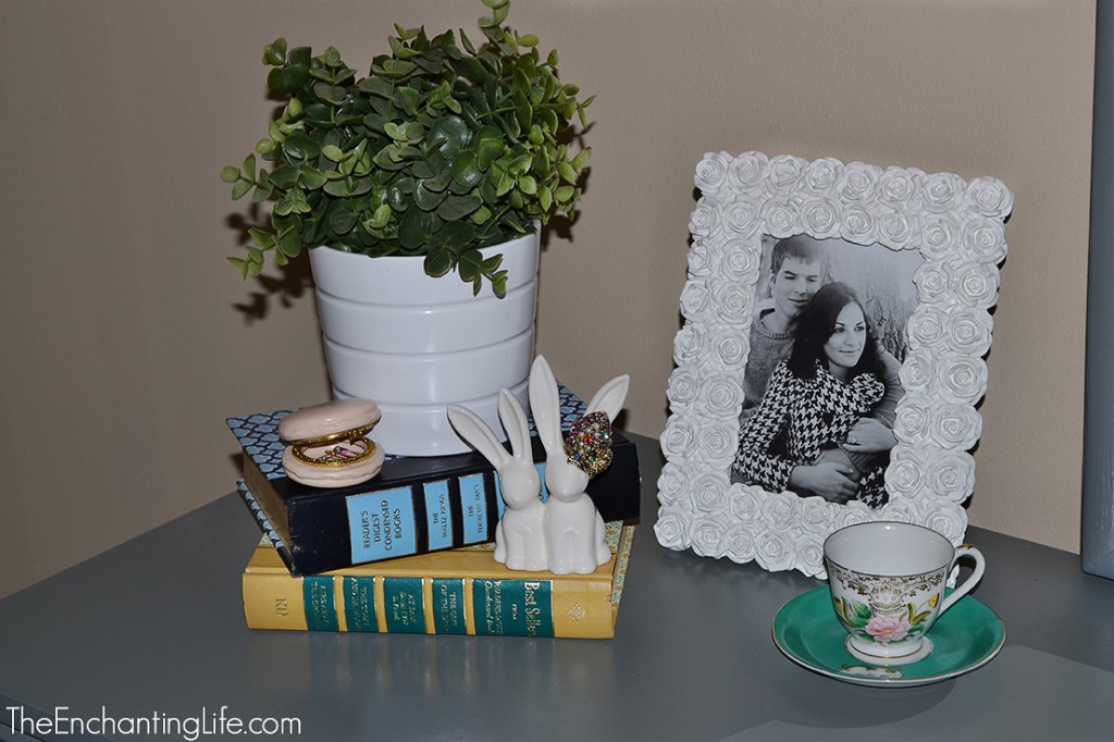 Before and After DIY Gray and White French Dresser Finishing Touches